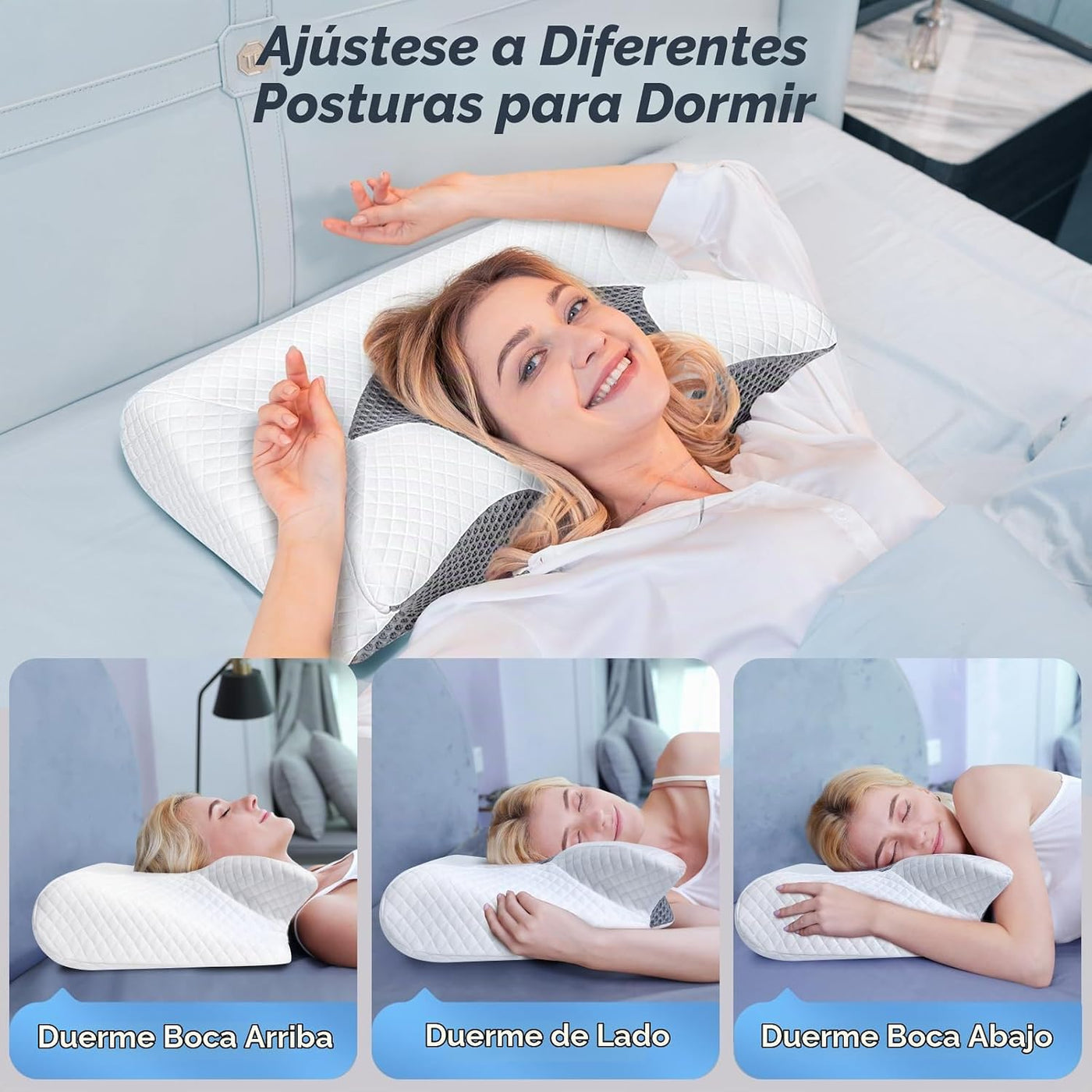 SAHEYER Almohada cervical para el cuello, almohada ergonómica de es...