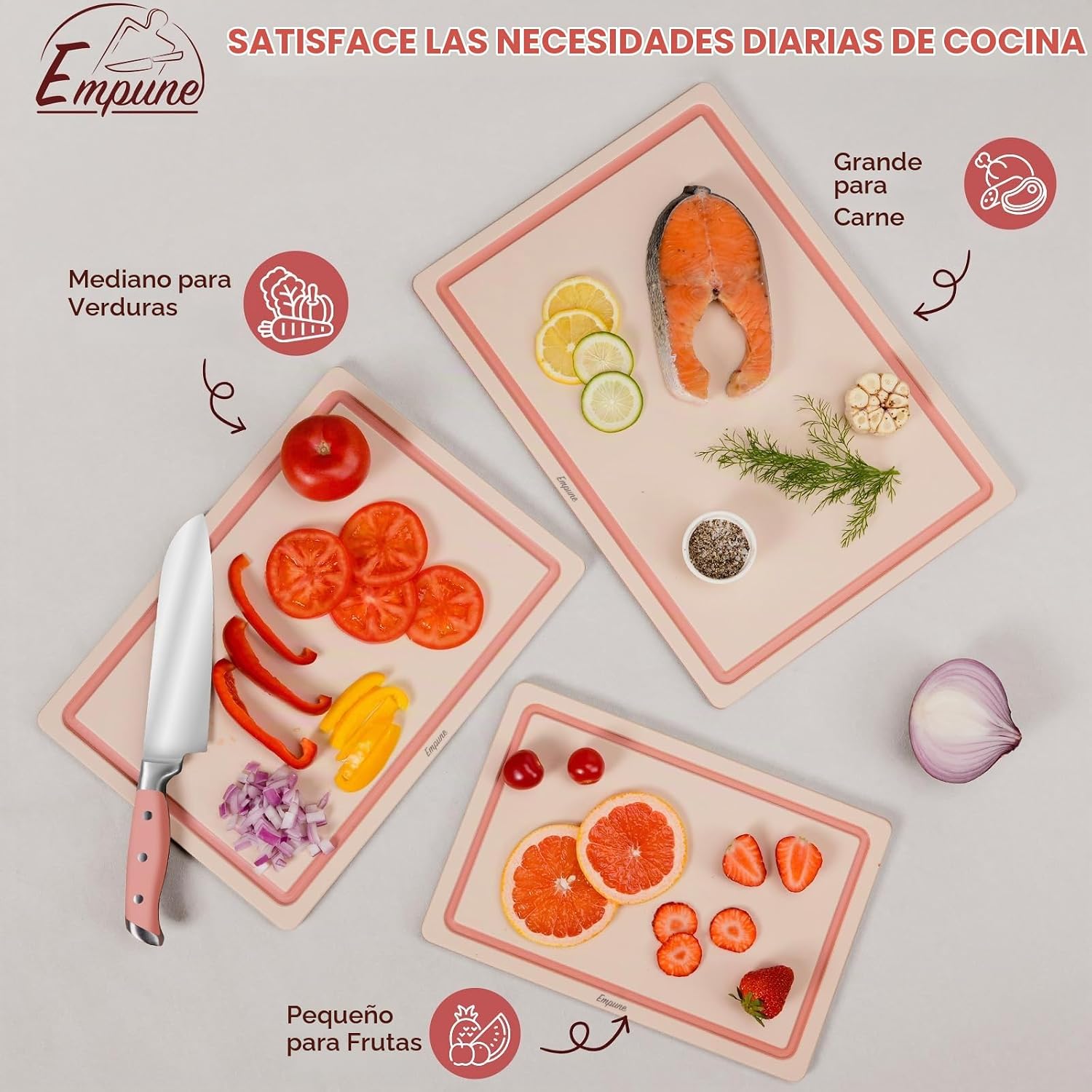 Empune - Juego de tabla de cortar de plástico, tablas de cortar de...