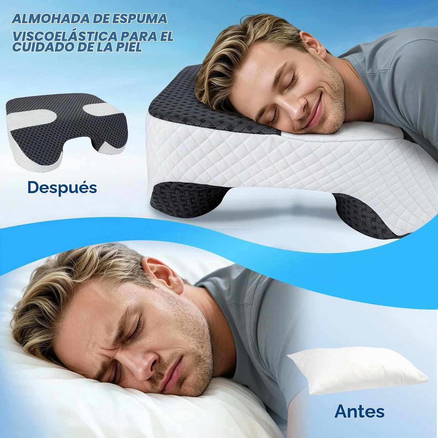 SAHEYER Almohada para dormir de lado con orificios para los brazos,...