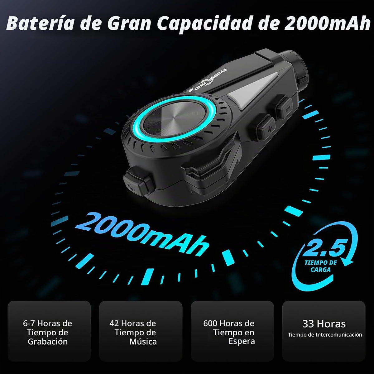 Auriculares Bluetooth FreedConn para motocicleta con cámara 2K de a...
