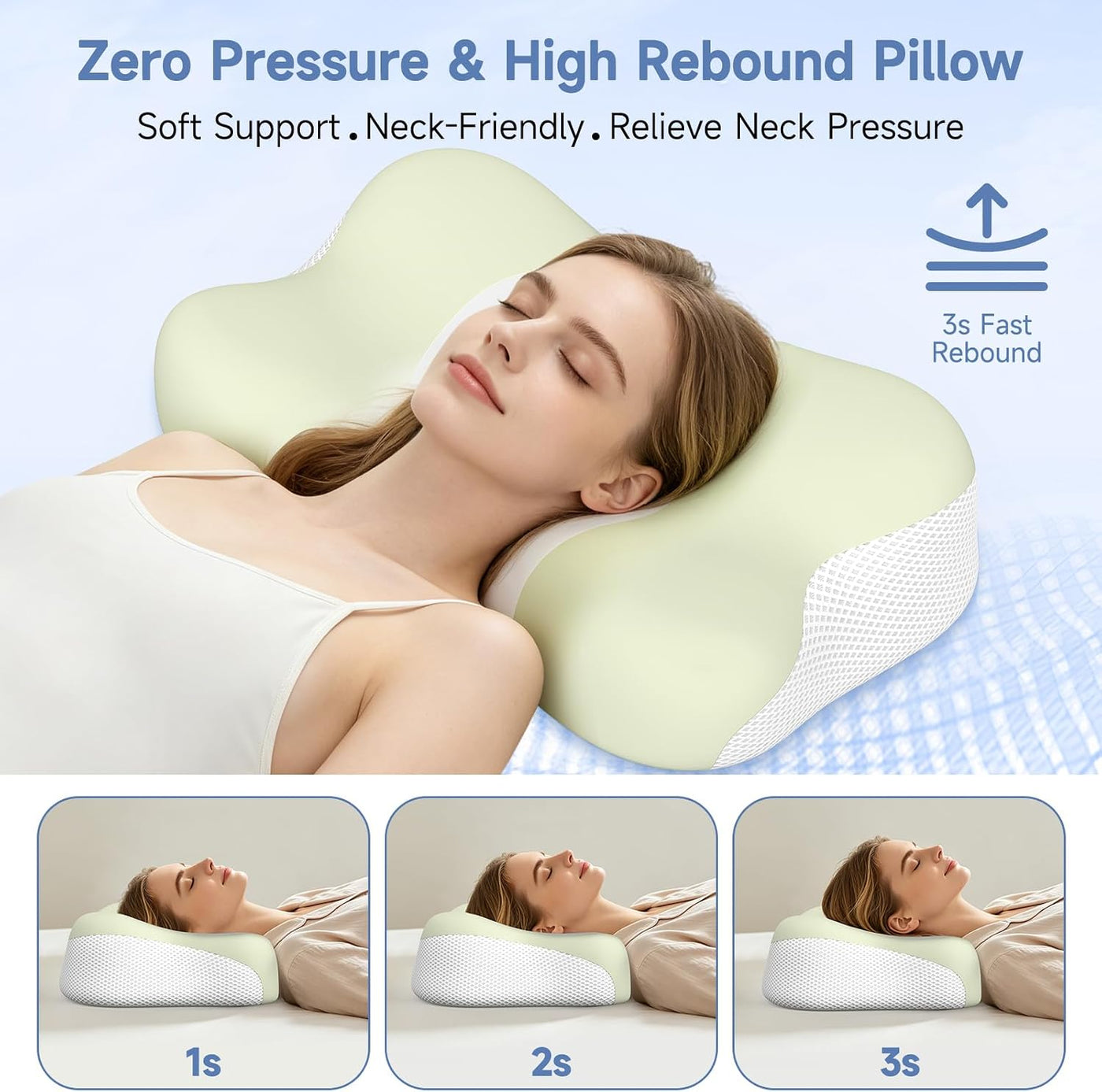 VYLEE Almohada cervical de espuma viscoelástica, soporte cómodo par...