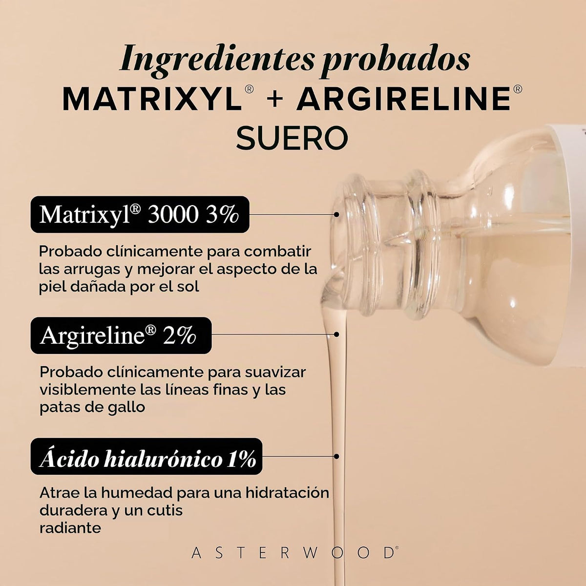 Asterwood Matrixyl 3000 + suero Argireline con ácido hialurónico, a...