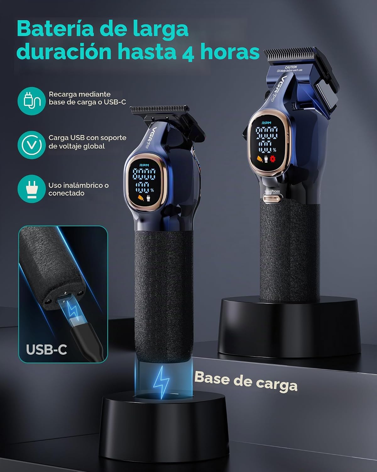 VGRPRO Cortapelos Profesional para Hombres, Juego de Cortapelos y R...