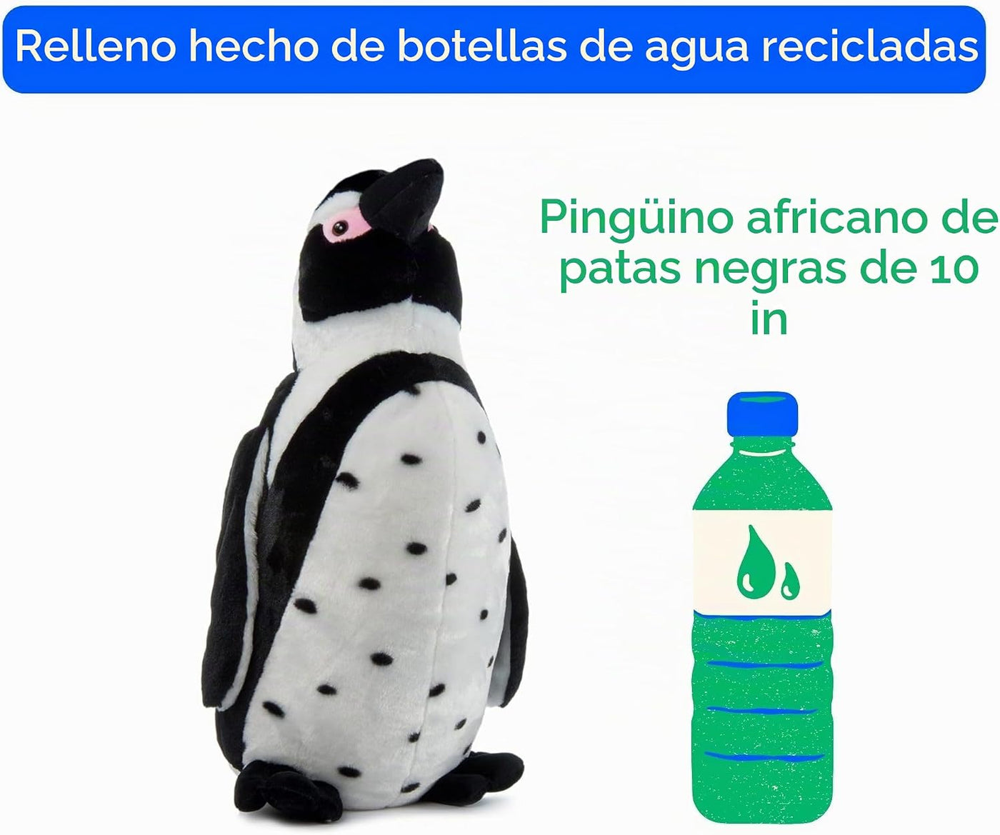 The Petting Zoo Pingüino de pie negro africano de peluche, Wild One...
