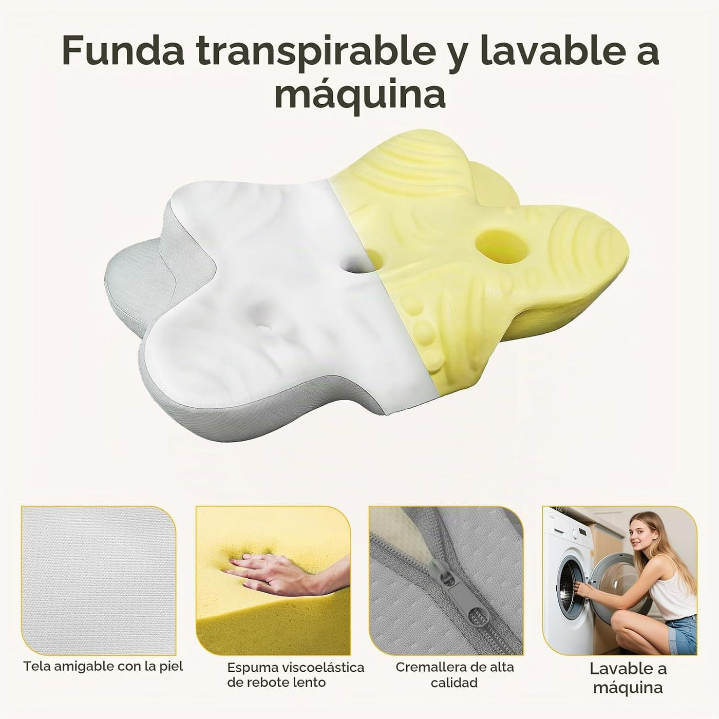 Almohada cervical para cuello y hombro, almohadas ergonómicas de es...