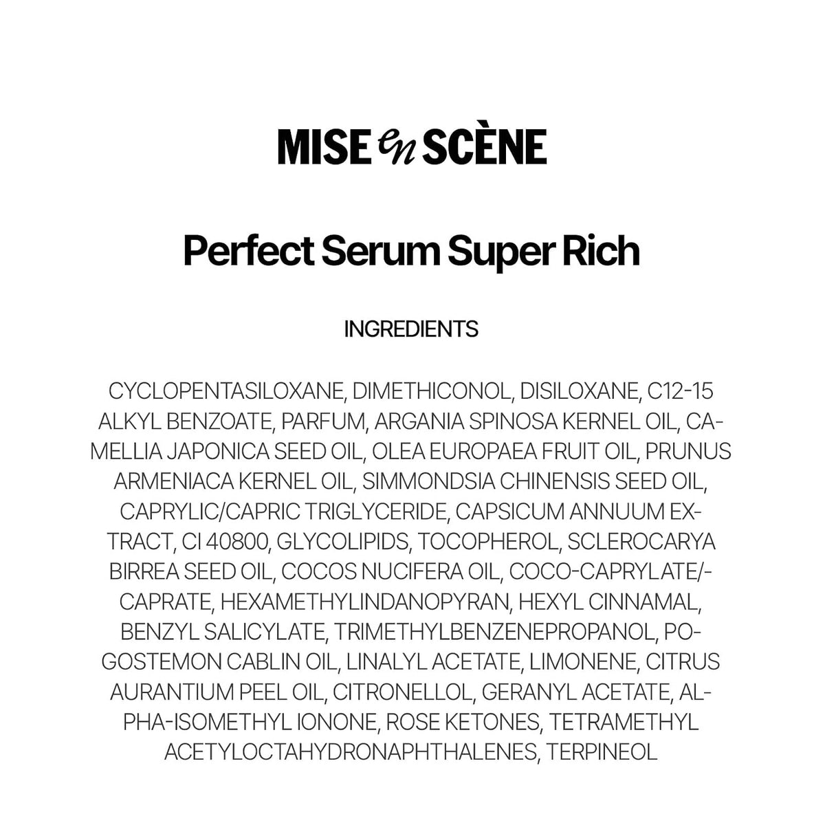 Mise En Scene Perfect Super Rich Serum con aceites de argán, esenci...