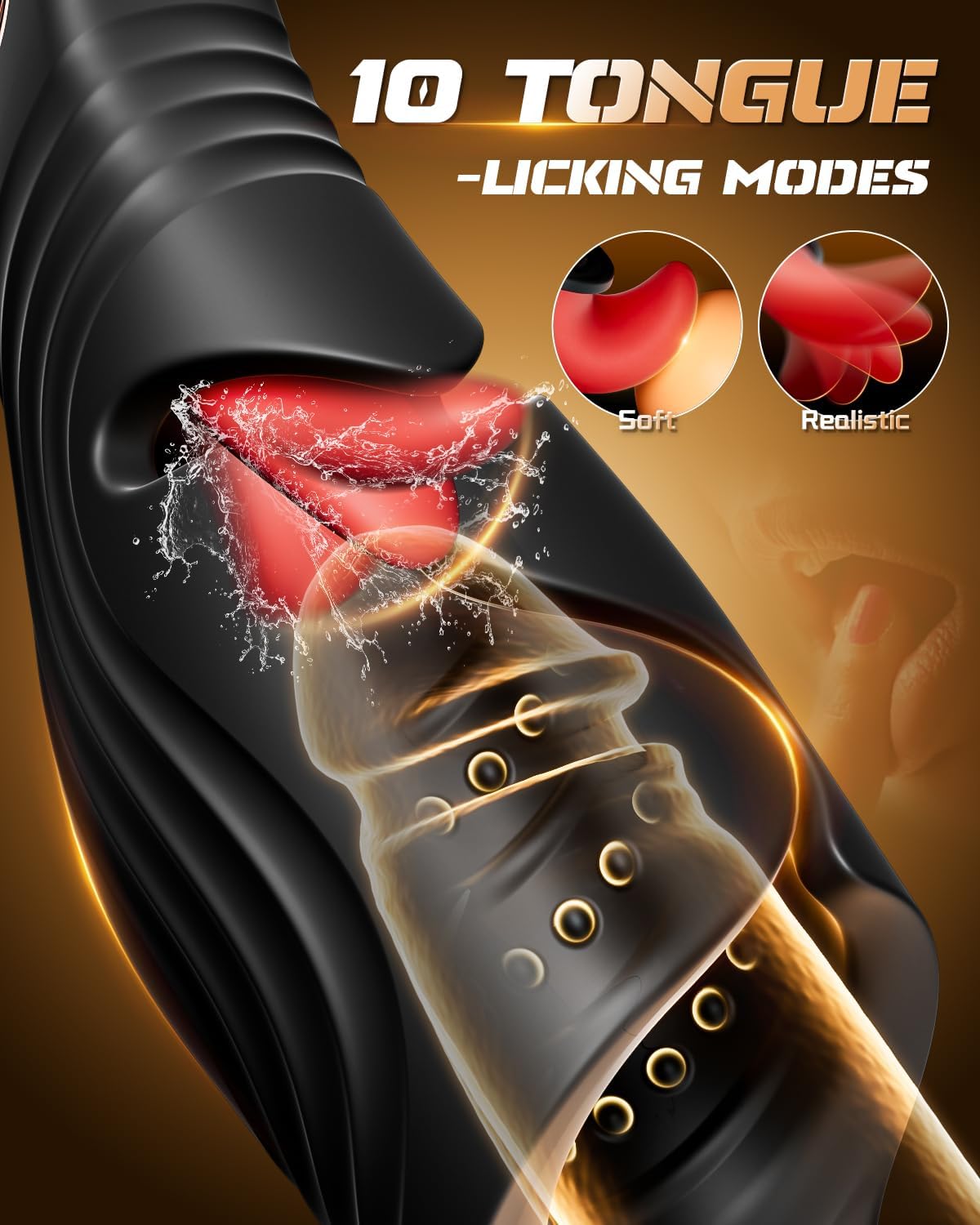 Masturbador masculino con 10 modos de vibración y lamer la lengua,...
