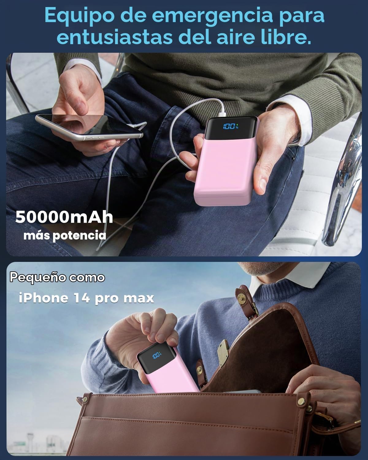 Cargador portátil Power Bank 50000mAh, PD 30W y QC 4.0 Carga rápida...
