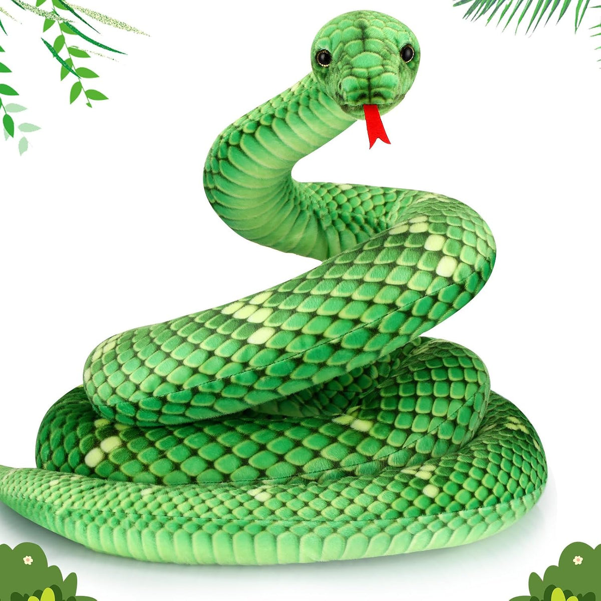 Hiboom Peluche de serpiente gigante de 110 pulgadas (verde) | Anima...