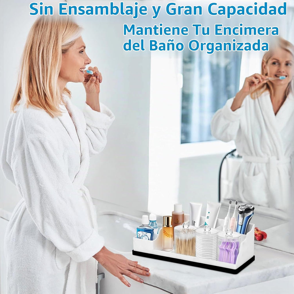 Organizador de Encimera de Baño, Soportes de Silicona Blanca para C...