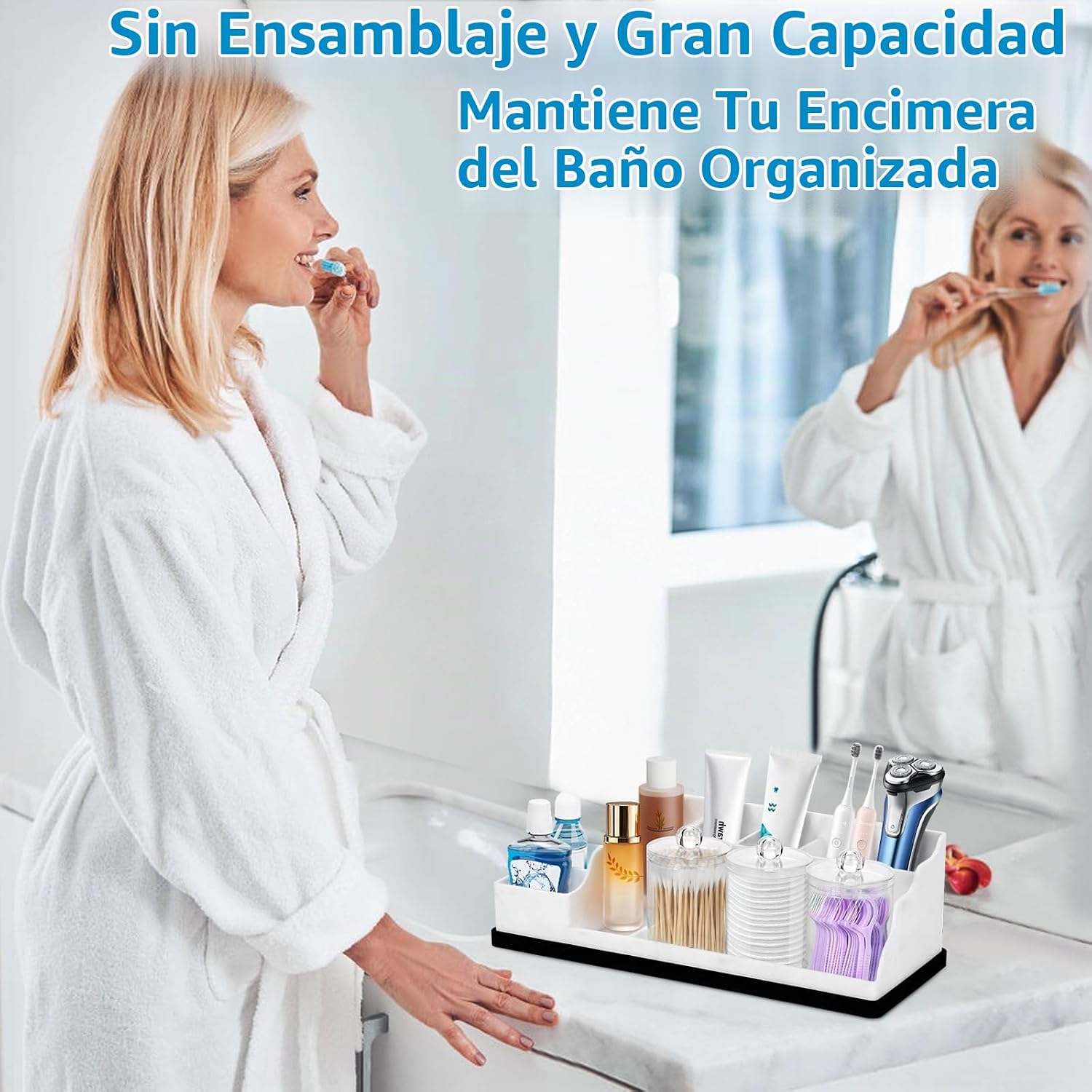 Organizador de Encimera de Baño, Soportes de Silicona Blanca para C...