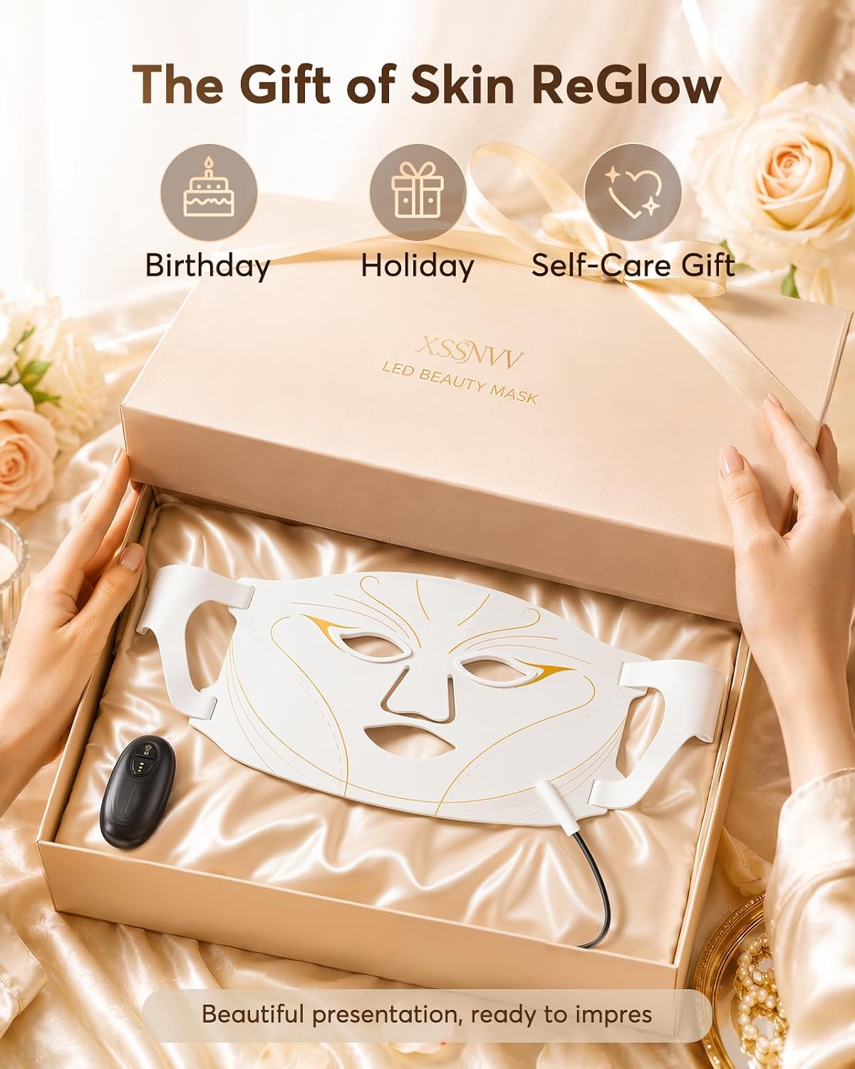 XSSNVV Máscara facial con luz LED roja, terapia de luz LED, máscara...
