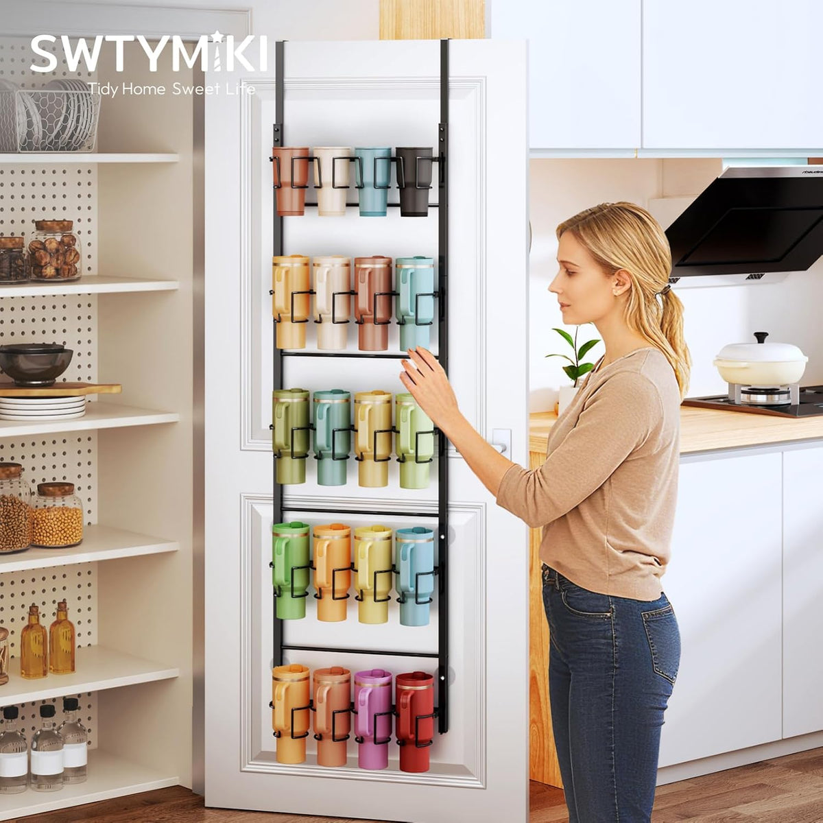SWTYMIKI Organizador de botellas de agua de 5 niveles, soporte para...