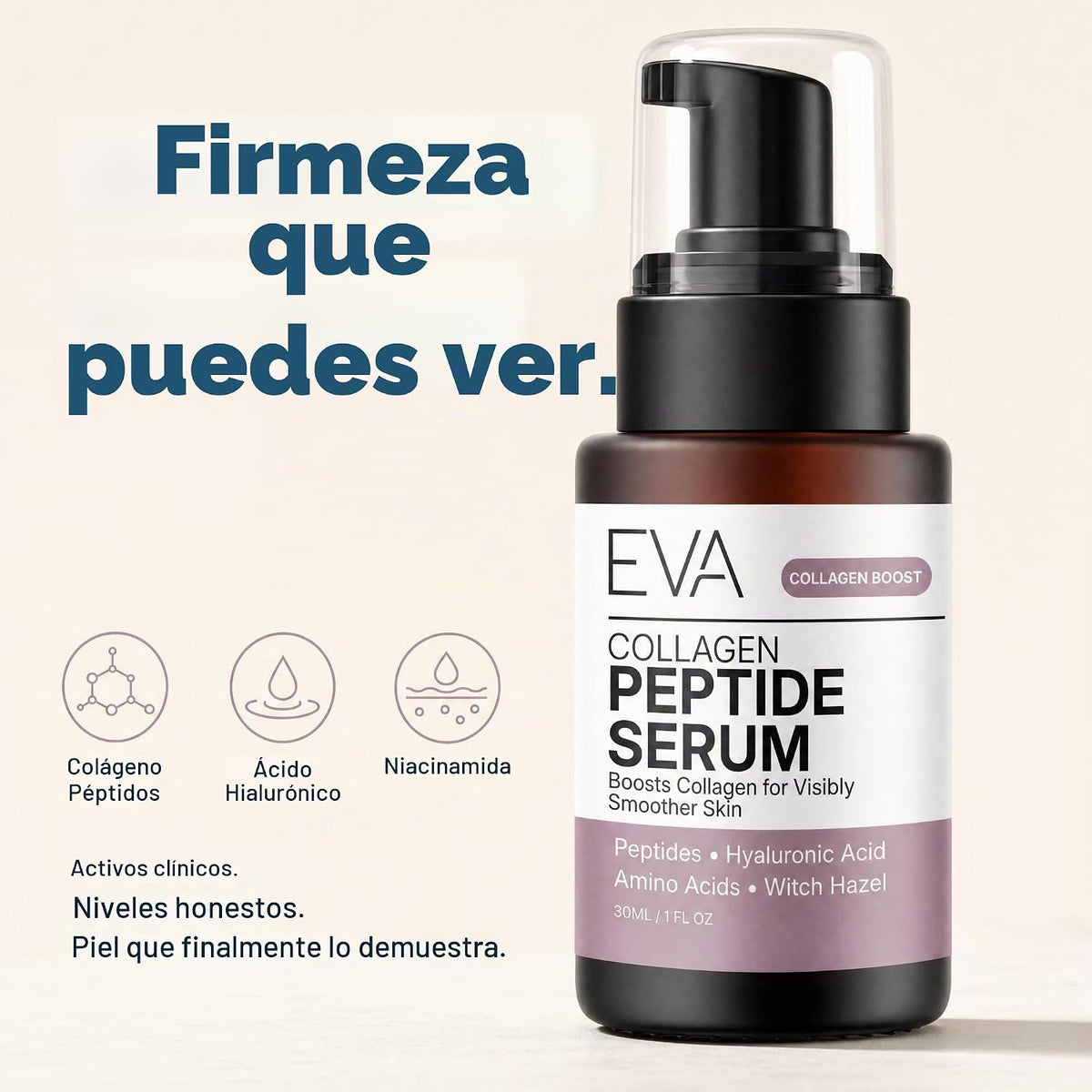 Eva Naturals Suero multipéptido de colágeno para cara, antienvejeci...