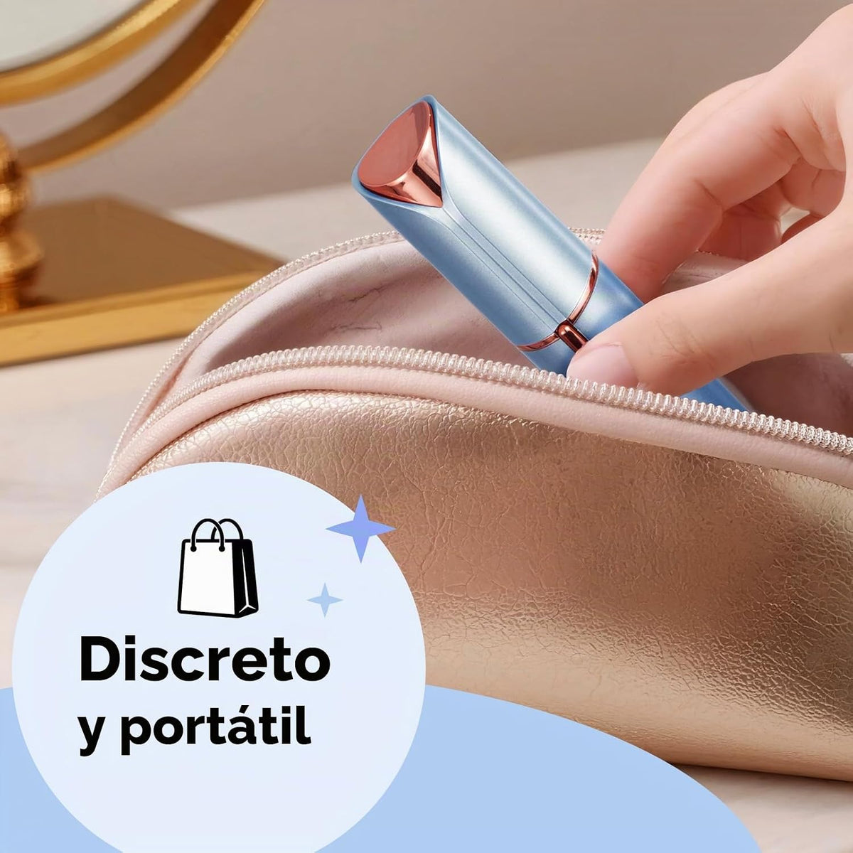Depilación facial para mujeres, como se ve en la afeitadora facial...
