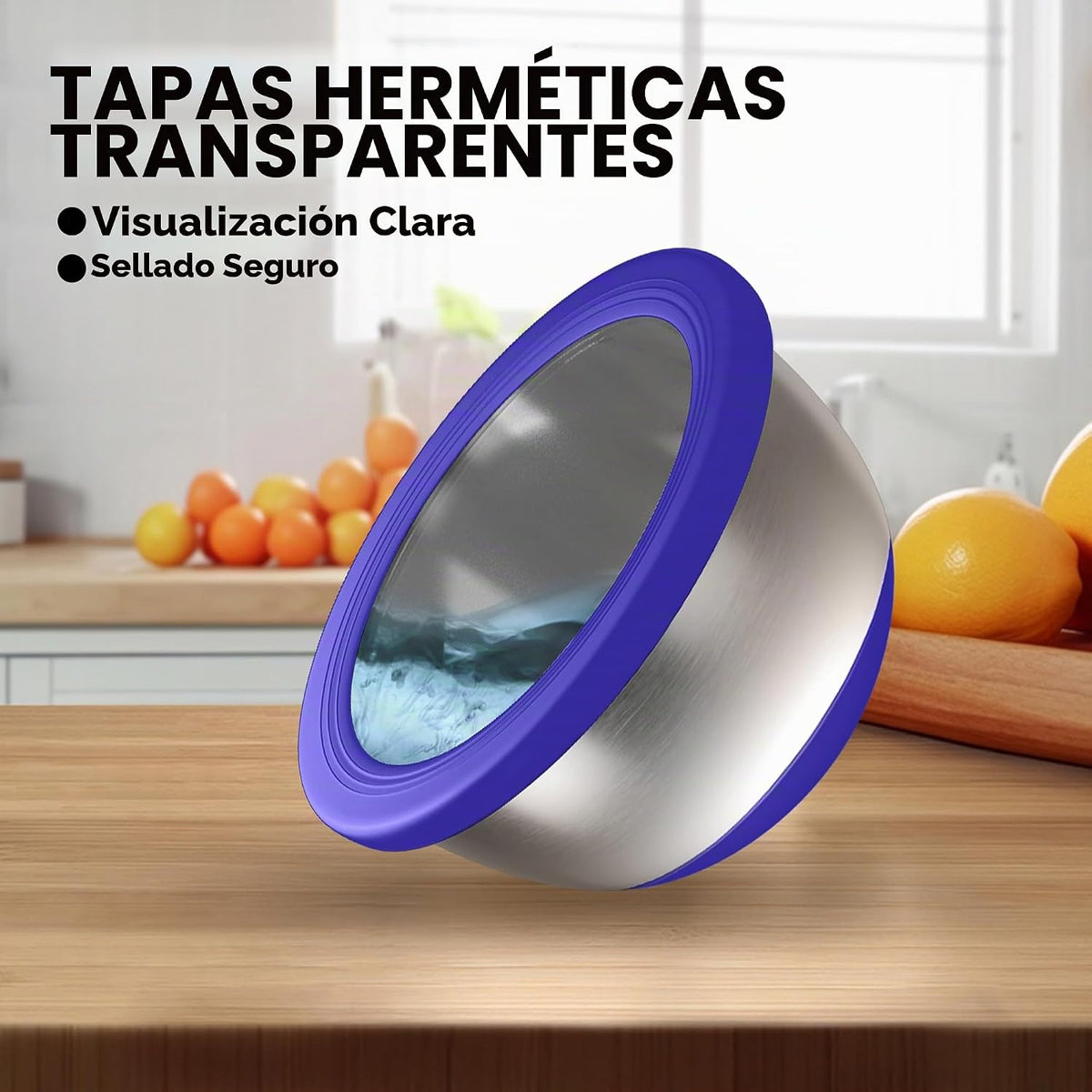 KITEISCAT Tazones para mezclar de acero inoxidable con tapas, juego...