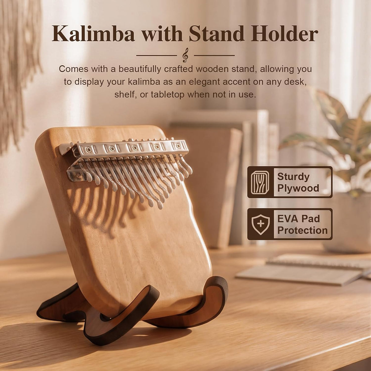 Kalimba - Piano de pulgar de 17 teclas con soporte, regalo para | K...
