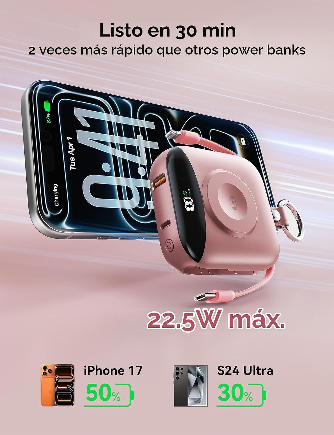 BLJIB Cargador portátil 10000mAh 22.5W Banco de energía incorporado...