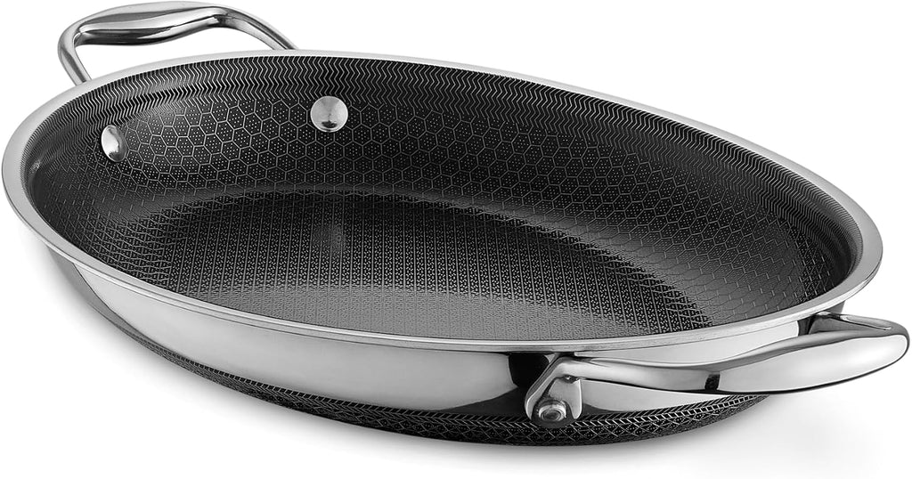 HexClad Sartén híbrida ovalada de 12.5 x 9 pulgadas, apta para lava...