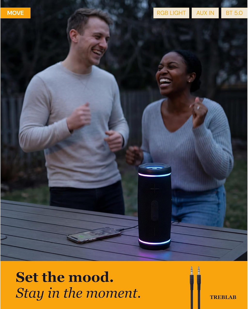 TREBLAB HD77 Altavoz Bluetooth impermeable, graves profundos de 30...