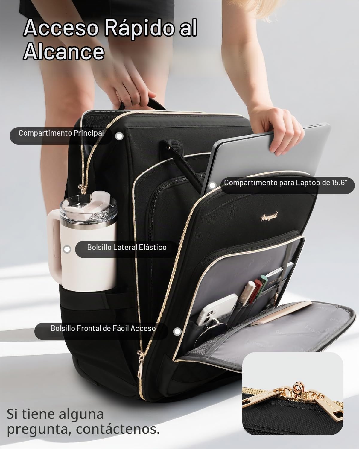 Arcoyard Mochila con ruedas para mujer, mochila de viaje de 16 pulg...
