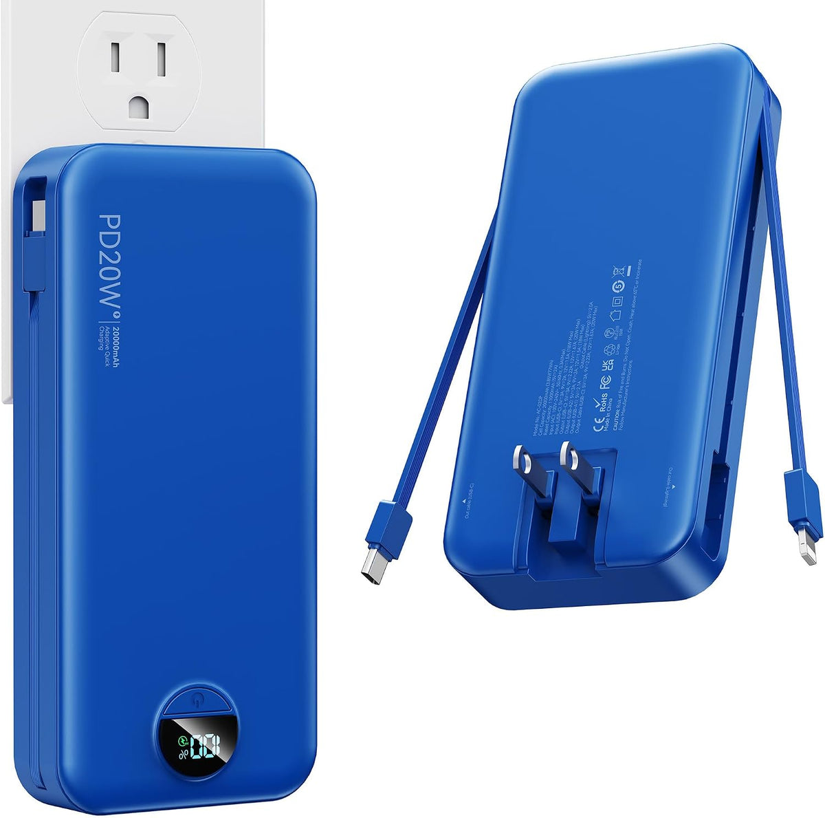 Nusyddy Cargador portátil 20000mAh de carga rápida w\/incorporado e...