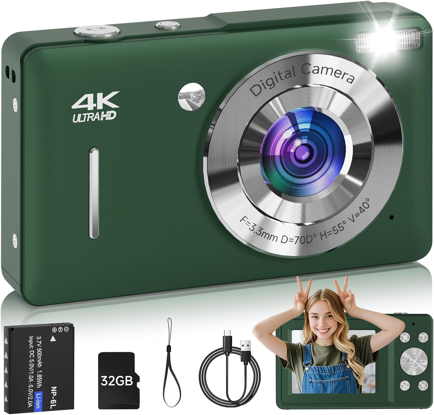 Cámara digital para niños, FHD 1080P 44MP Cámara digital de apuntar...