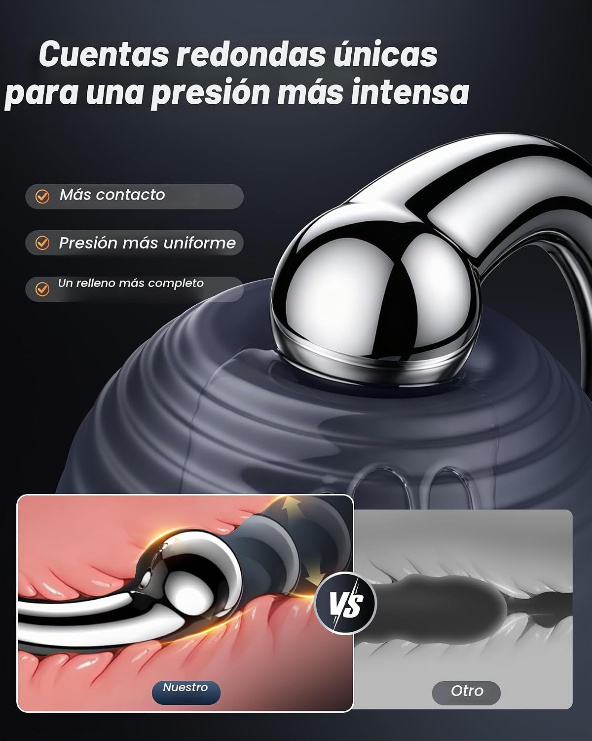 BEISAR Masajeador de próstata de metal de doble extremo, 700 G, ace...