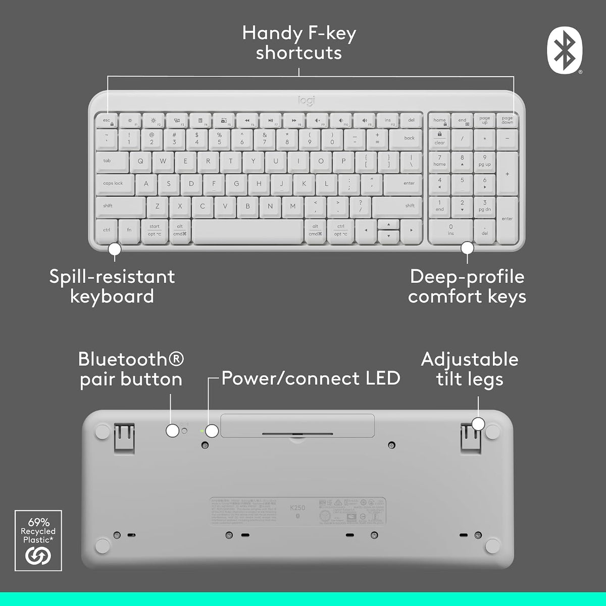 Logitech MK250 Combo de teclado y mouse inalámbricos Bluetooth comp...