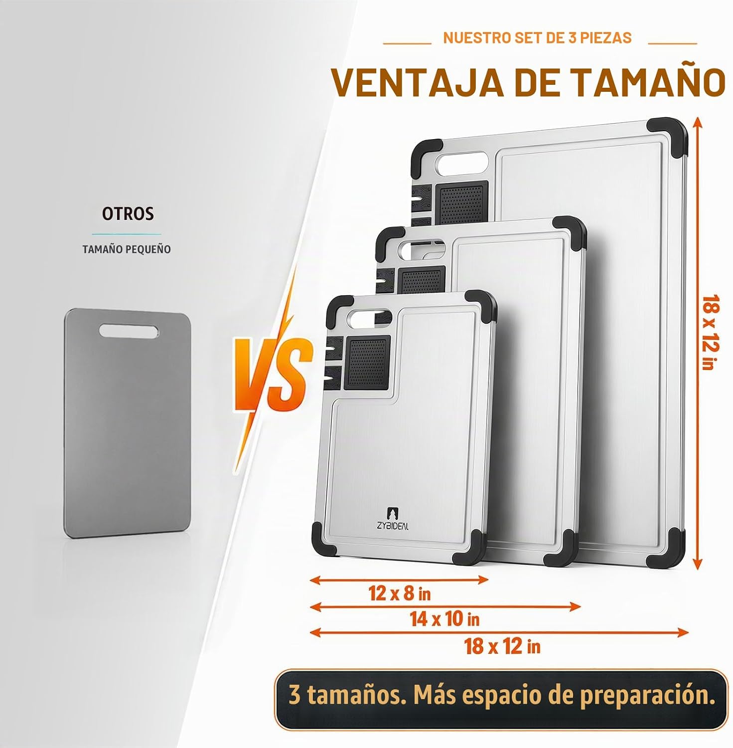 ZYBIDEAL Juego de 3 tablas de cortar de titanio premium, tabla de c...
