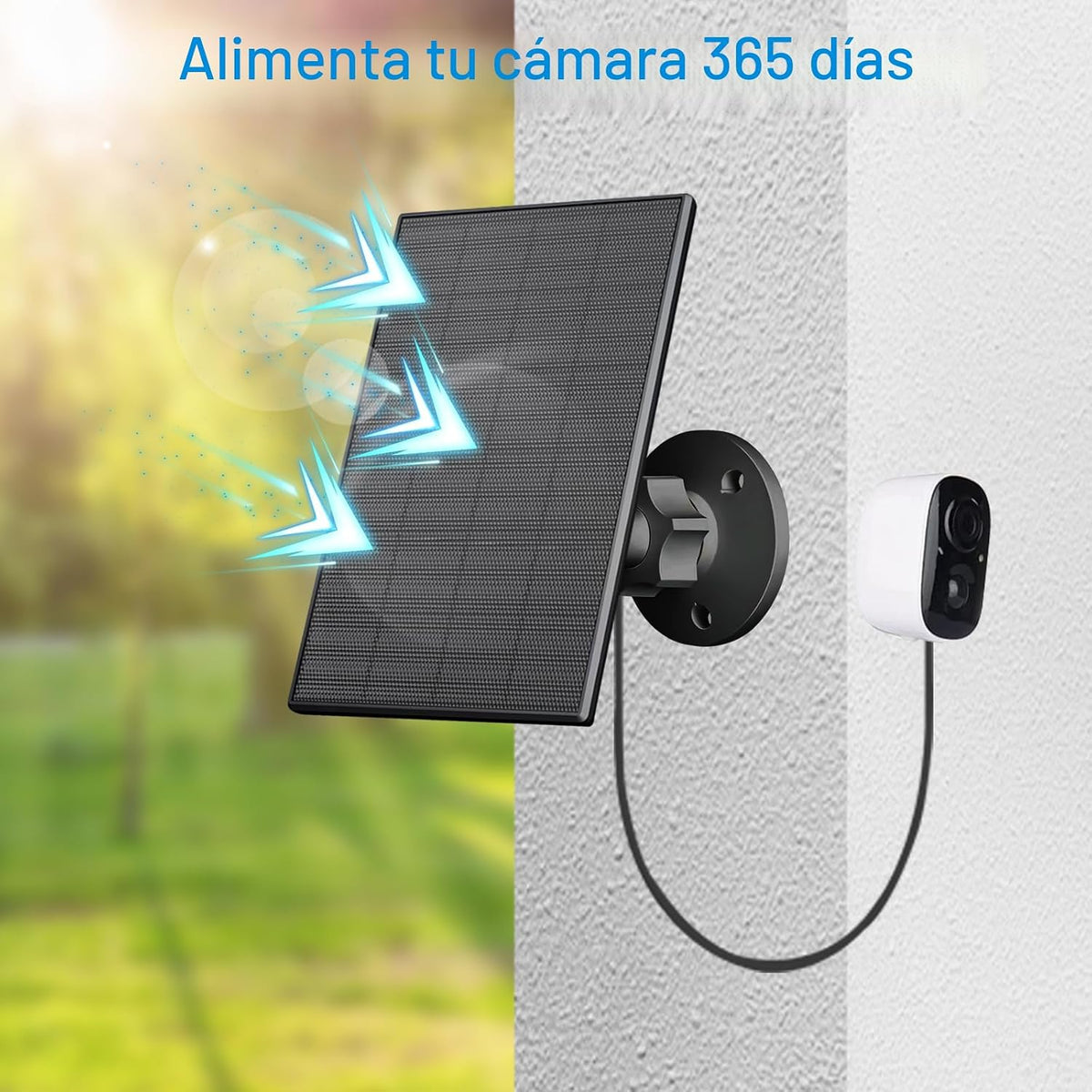 VUEBEE Panel solar de 2 W para cámaras de seguridad, USB-C\/Micro U...