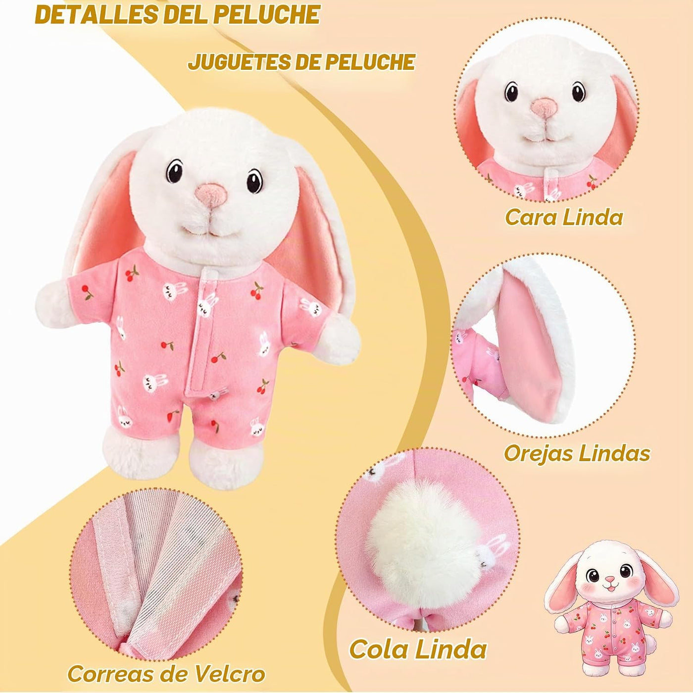 okegztoa Animal de peluche con ropa, disfraz de disfraz suave para...