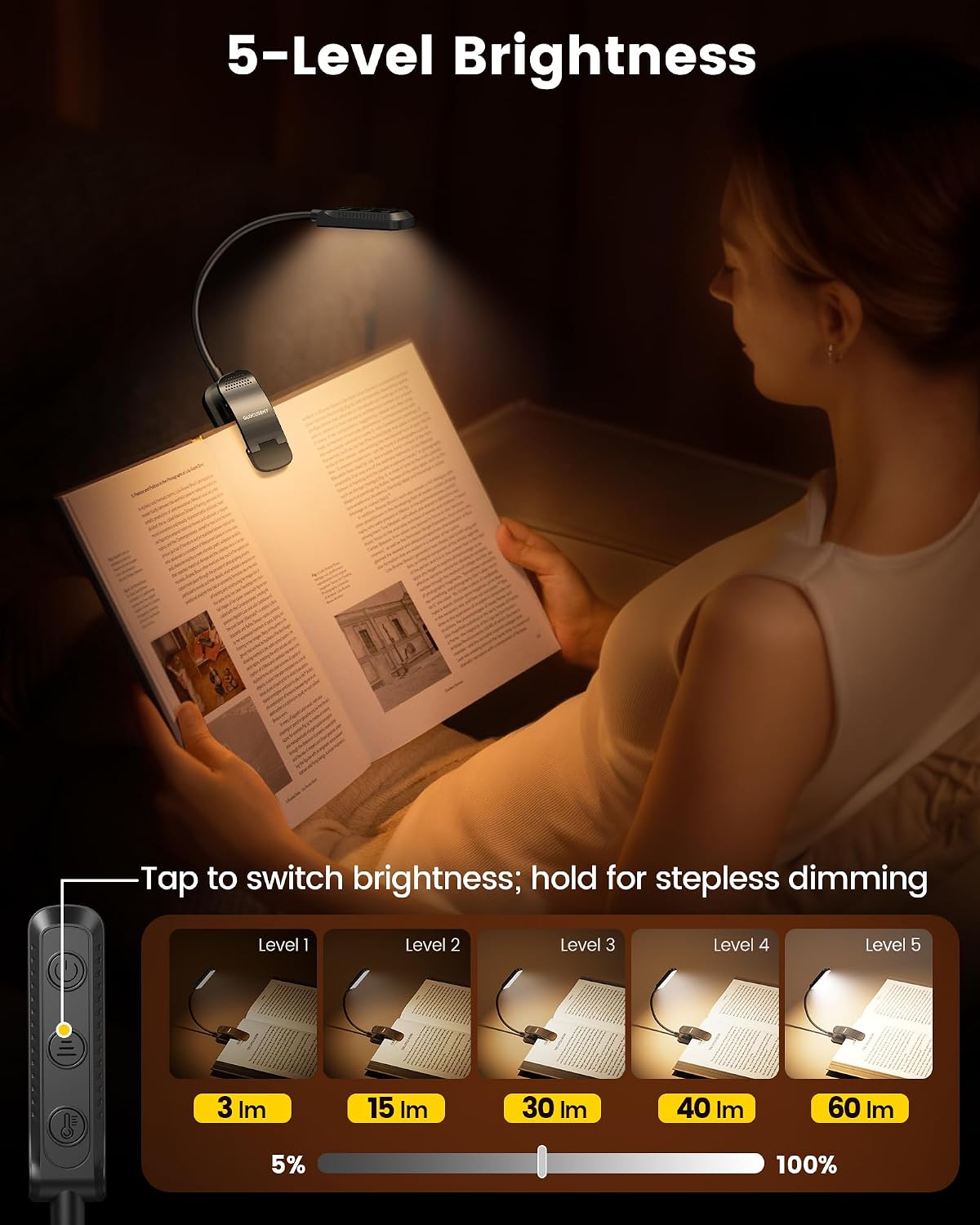 Glocusent 13 luces LED para leer por la noche, regalos para amantes...