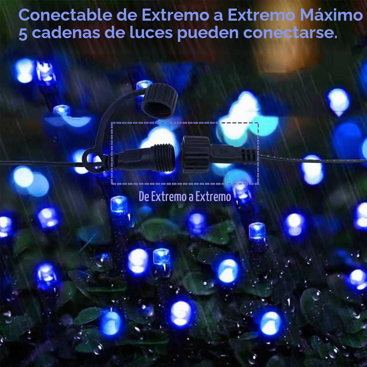 La secuencia azul conectable de la Navidad de 75,8 pies 200 LED enc...