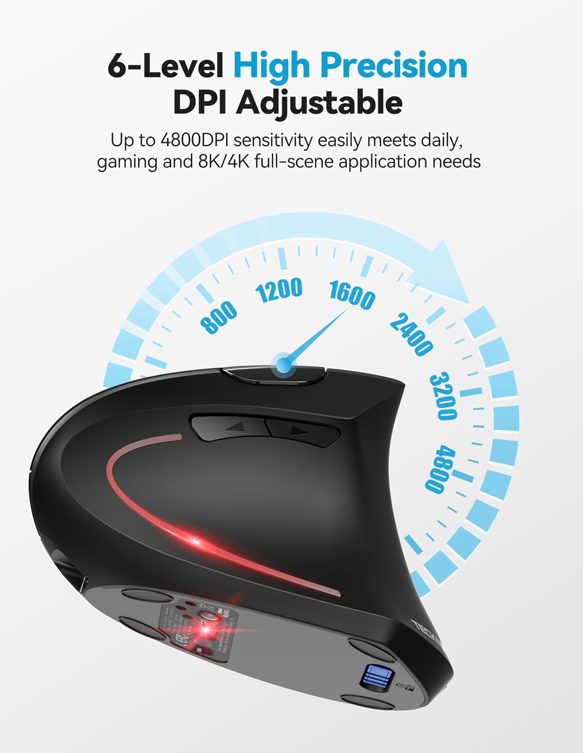TECKNET Ratón ergonómico vertical con Jiggler Bluetooth recargable...