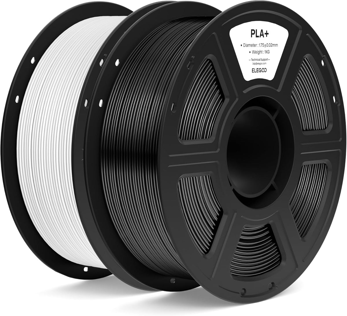 ELEGOO Filamento para impresora 3D PLA+ de 0.07 in, negro\/blanco,...