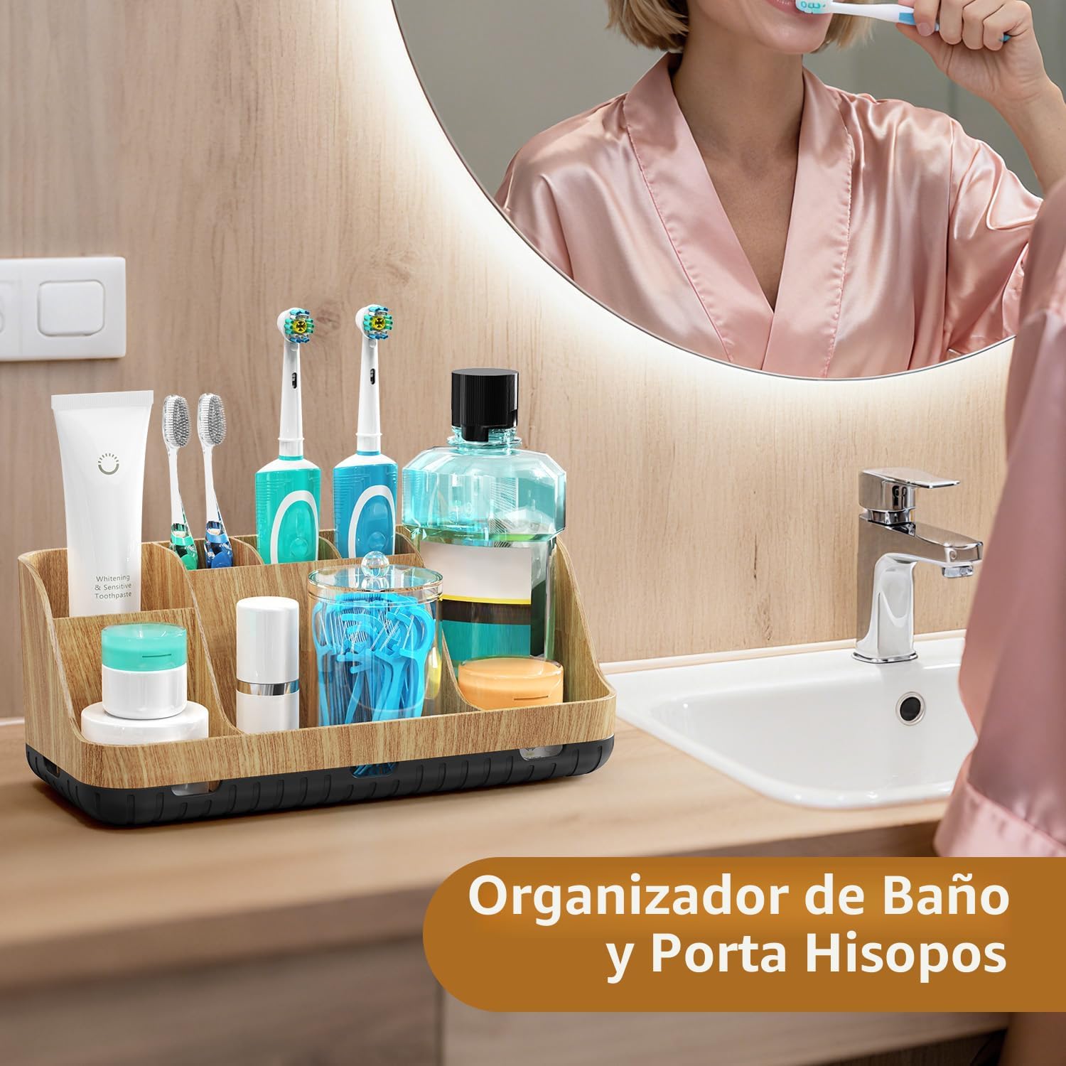 GFWARE Juego de Portacepillos de Dientes para Baño con 2 Dispensado...