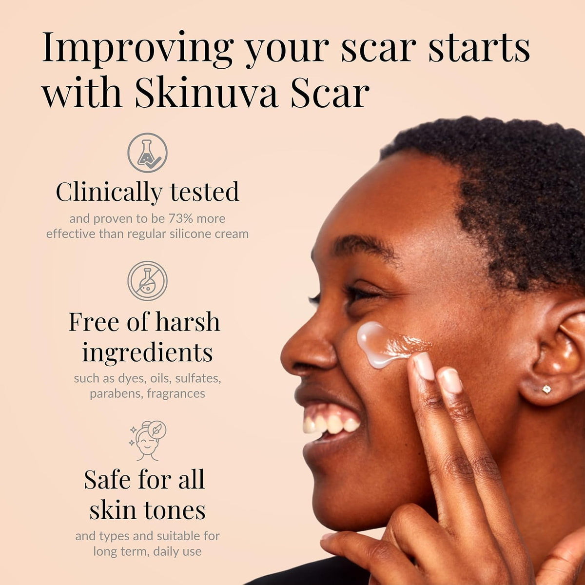 Skinuva® Crema para cicatrices para cara y cuerpo (1.5 onzas) (paqu...