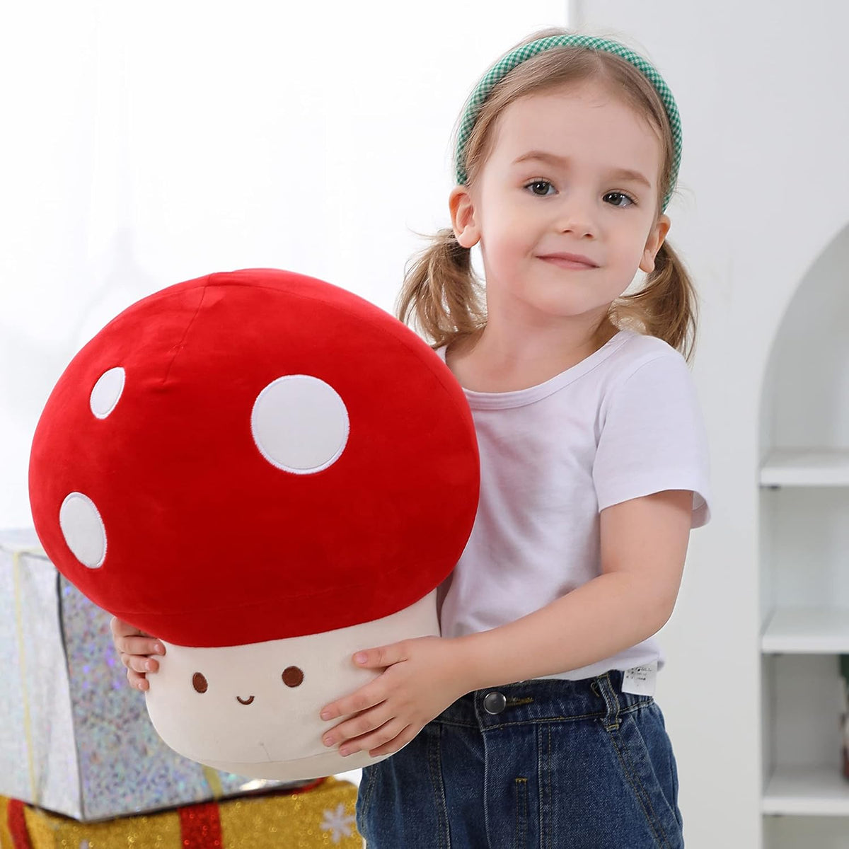 WeBingo Almohada de felpa de hongos, 12 pulgadas de lindo juguete d...