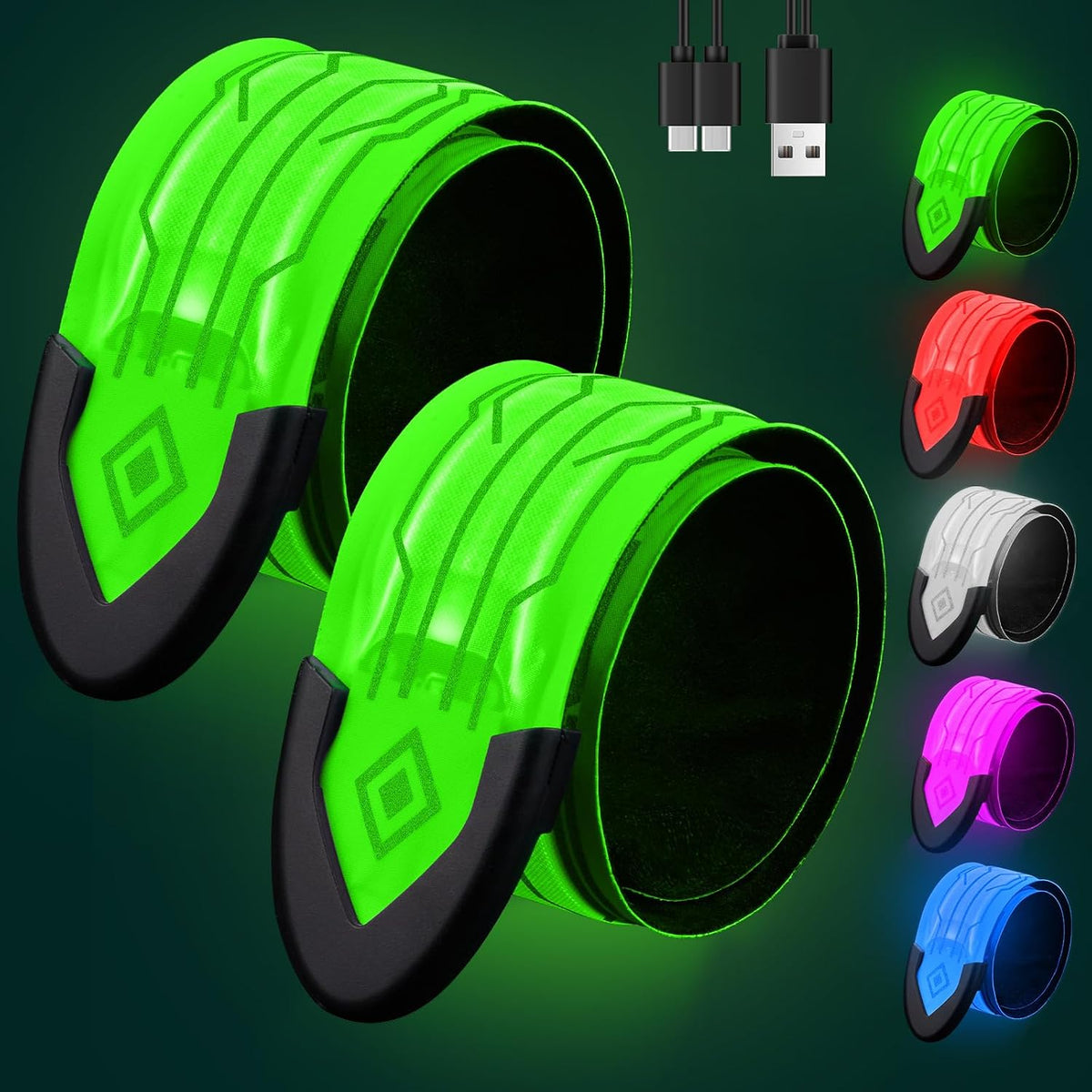 Fitense Paquete de 2 brazaletes LED recargables, regalos para adole...