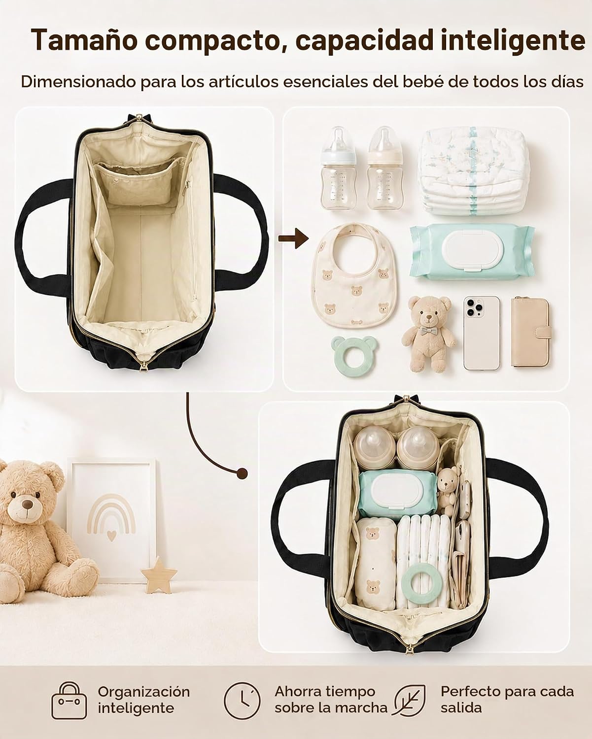 FHELAD Bolsa de pañales pequeña para mujer, mini bolsa de bebé 4 en...