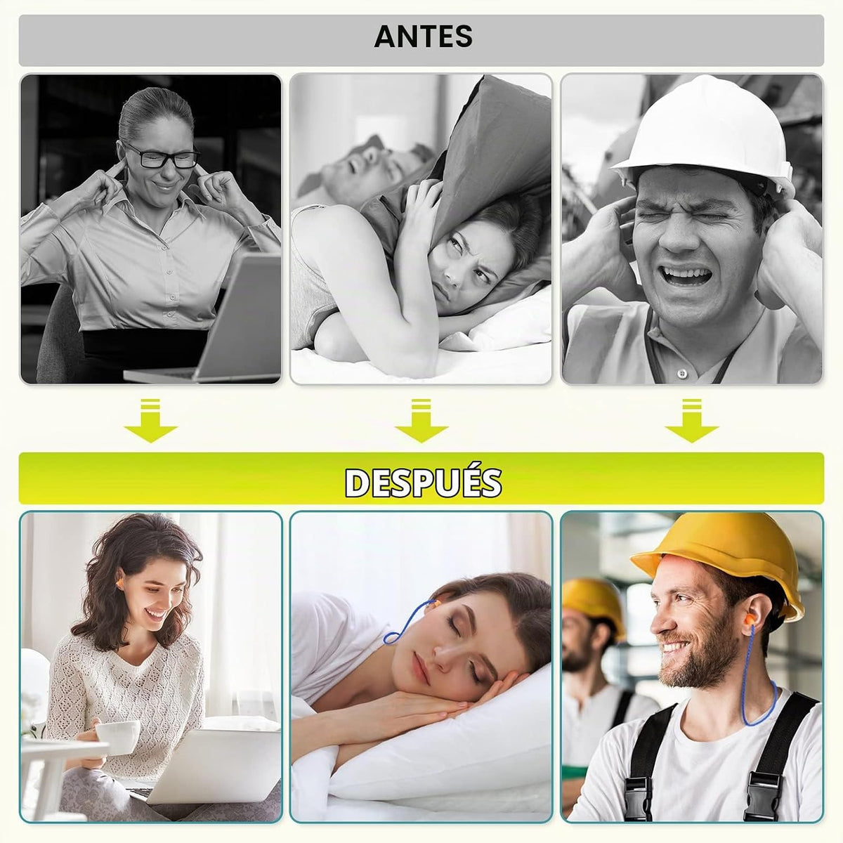 TICONN 12 pares de tapones para los oídos reutilizables de silicona...