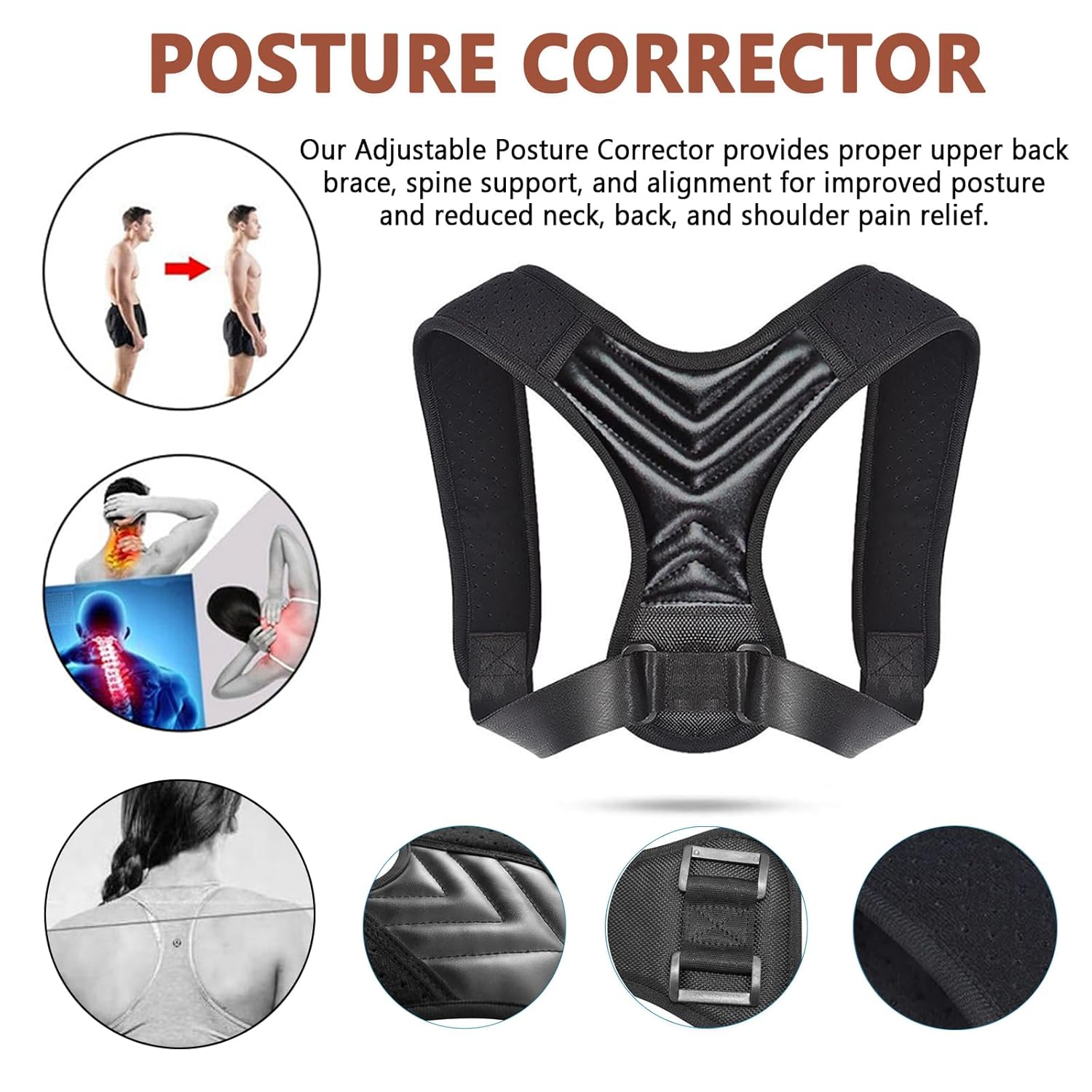 Corrector de postura para mujeres, enderezador de espalda para homb...