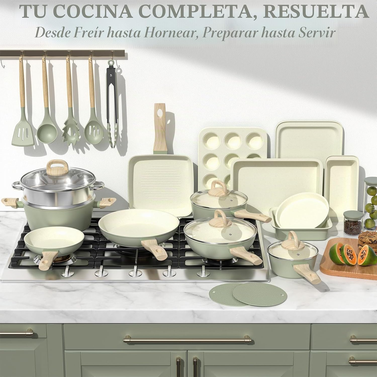 Umite Chef - Juego de ollas y sartenes antiadherentes, juego de ute...
