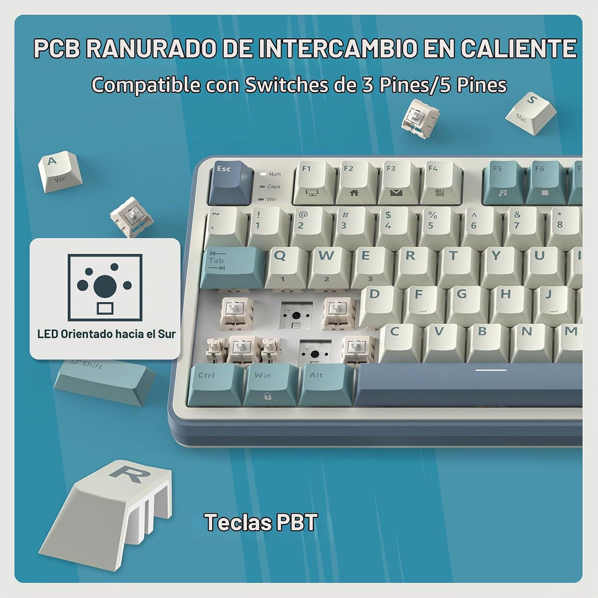 RK ROYAL KLUDGE S98 Teclado mecánico con pantalla inteligente y per...