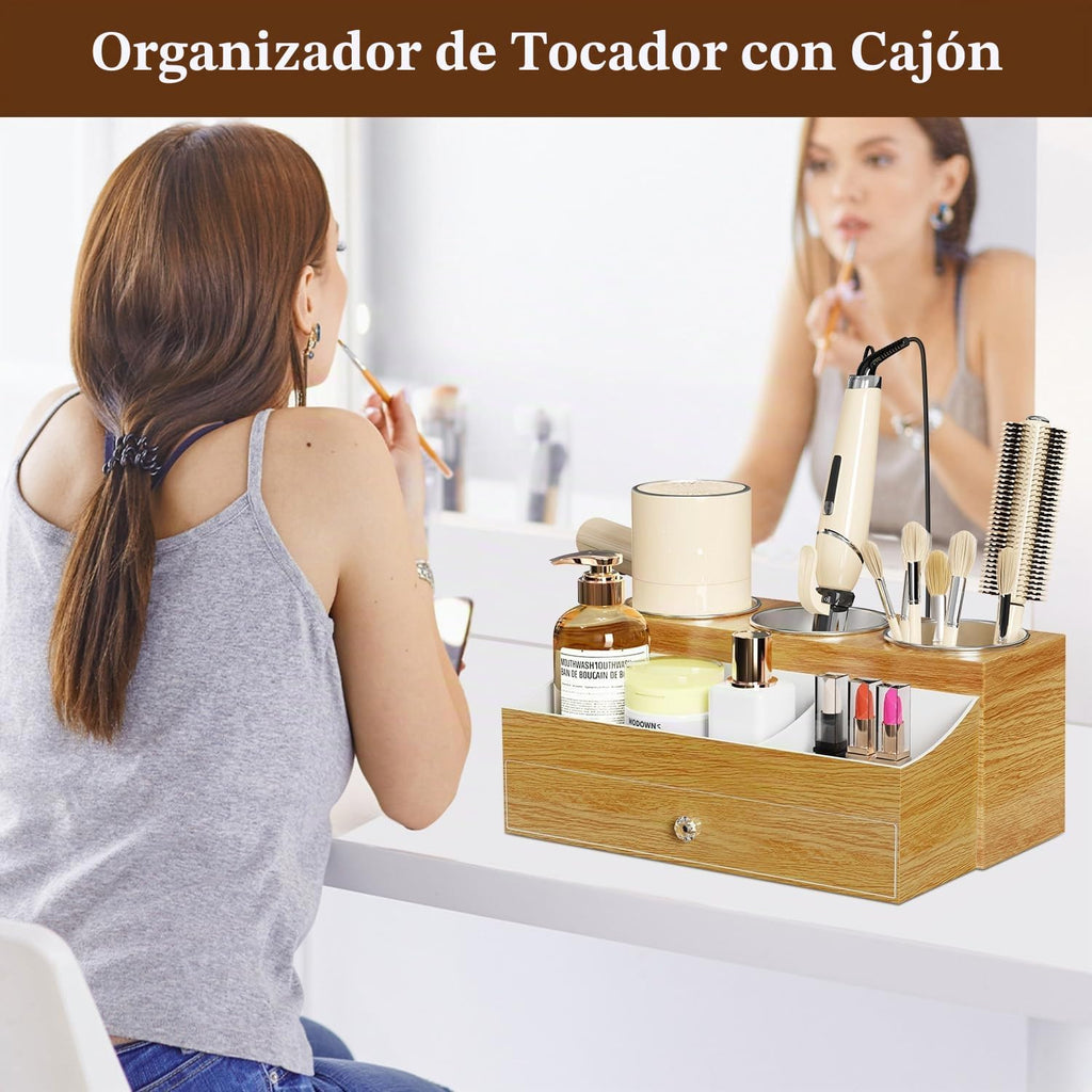 GFWARE Soporte acrílico para secador de cabello con cajón, organiza...
