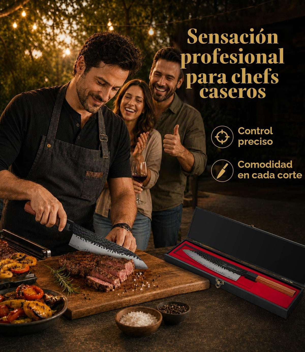 FAMCÜTE Cuchillo japonés de 8 pulgadas, cuchillo de chef profesiona...