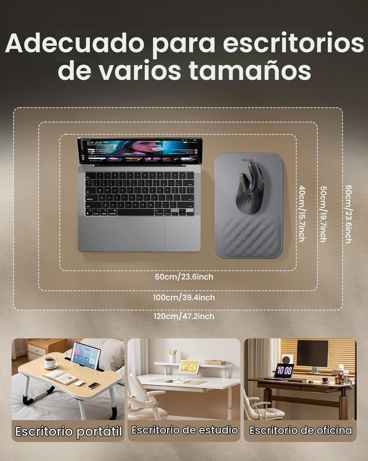ProtoArc Alfombrilla de mouse ergonómica con reposamuñecas, alfombr...