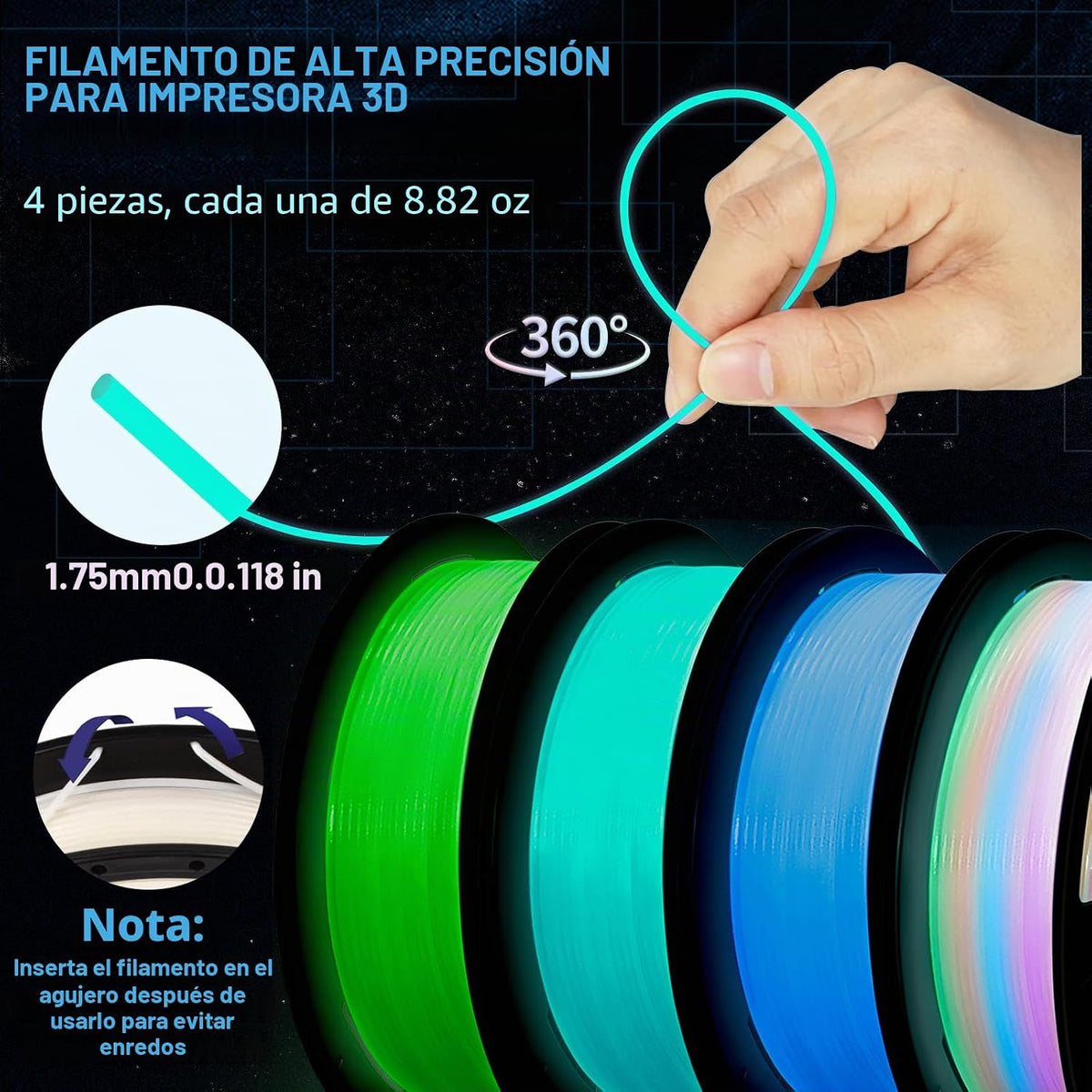 Frucindra Filamento de ácido poliláctico + para impresora 3D que br...