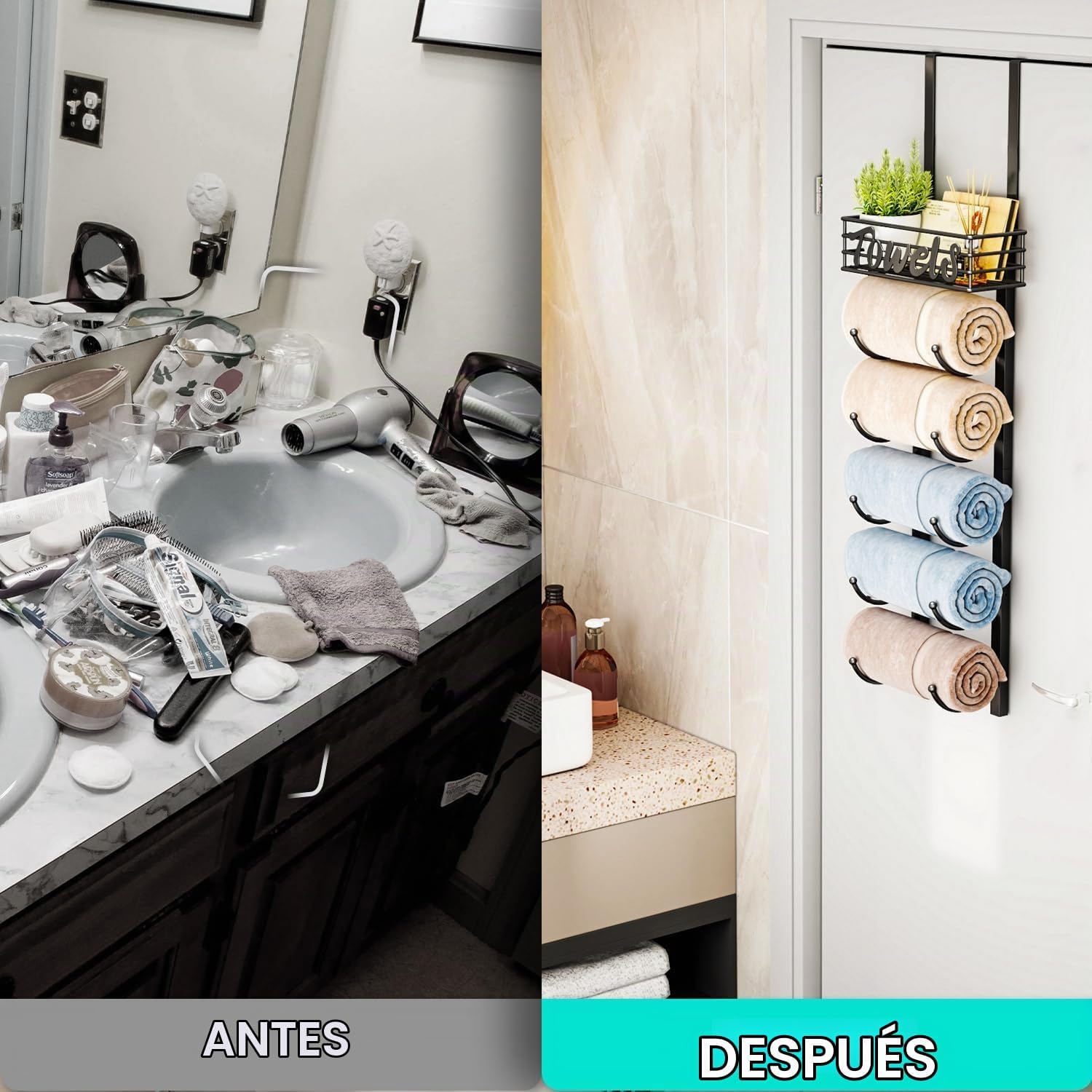 HapiRm Toalleros para Almacenamiento de Baño - 6 Niveles Sobre la P...